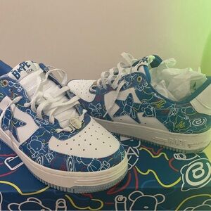 BAPE mens Shoes - Blue and White